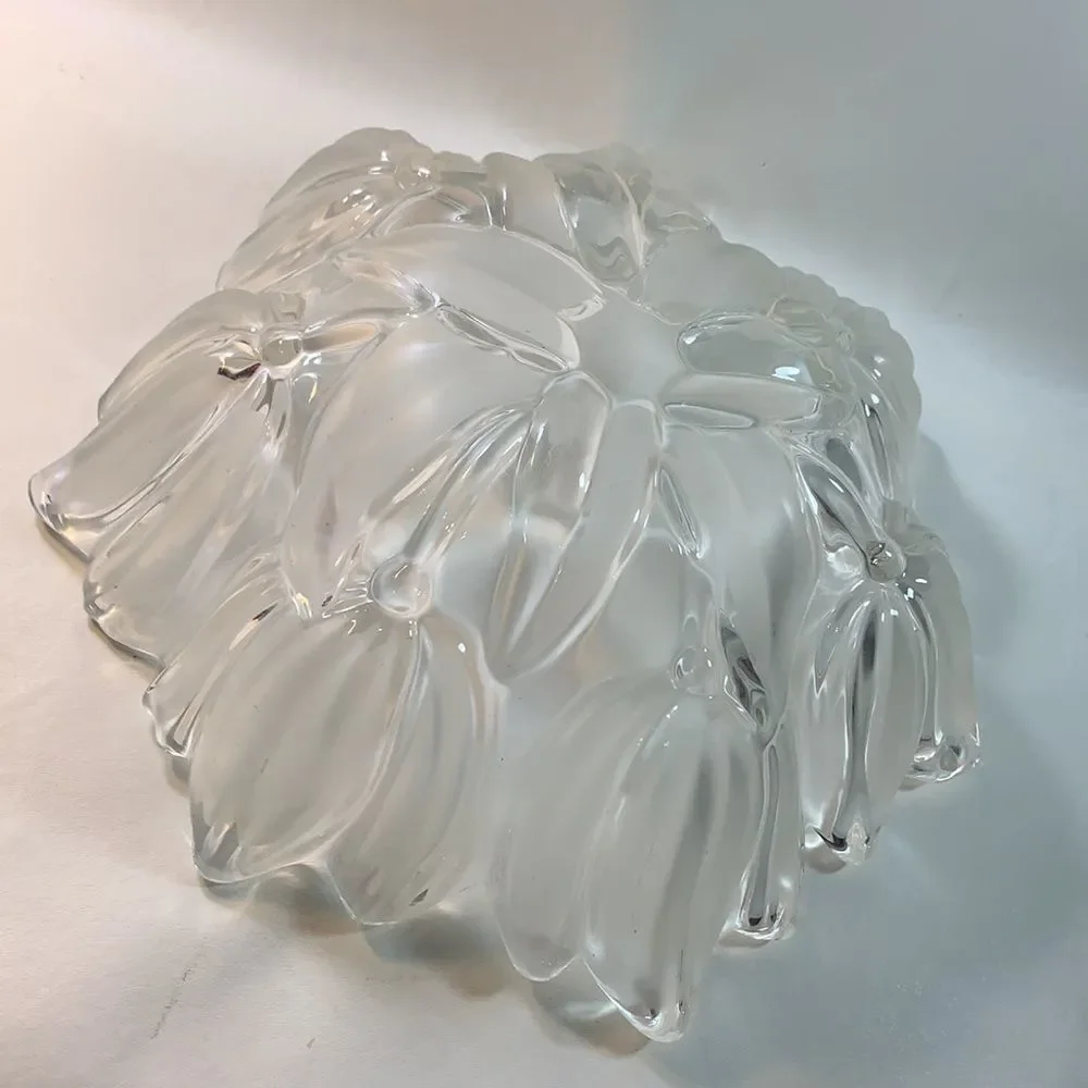 Tulip Leaf Fluted Clear Glass Serving Fruit Bowl